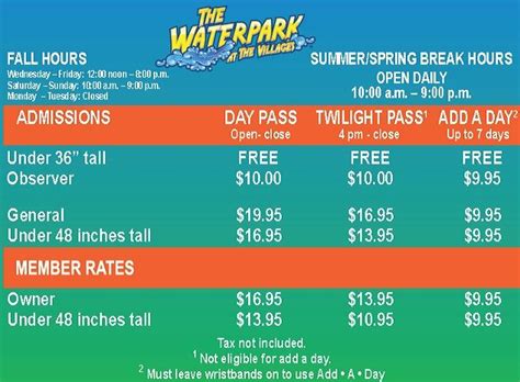 wilderness water park ticket prices