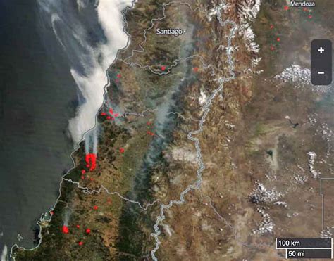 wildfires in chile map