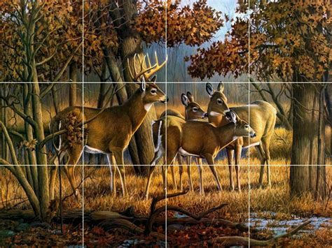 Tile Mural Deer at the edge of the forest by Rosa Bonheur animal trees