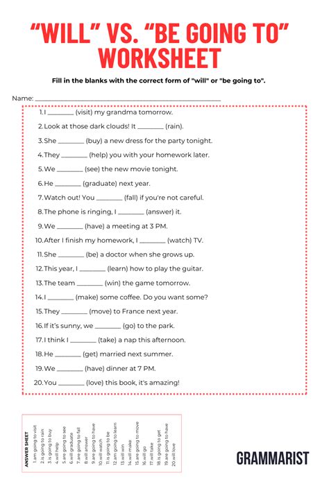 Will And Be Going To Printable Exercises