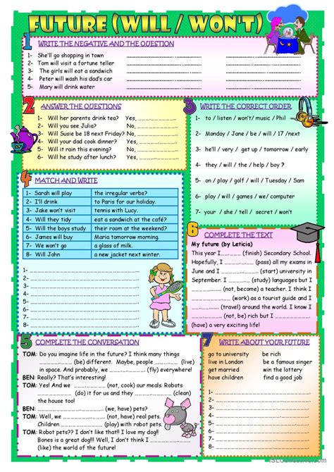 will and won t exercises pdf with answers