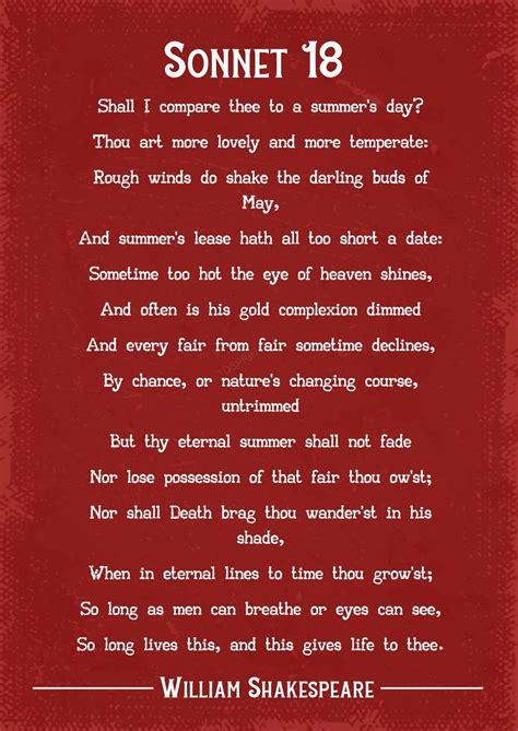 william shakespeare sonnet 18 poem
