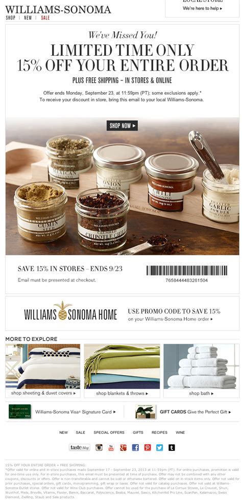 Save Money With Williams Sonoma Coupon Code 15 Off