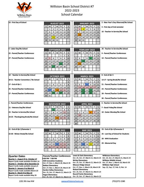 Williston Schools Calendar