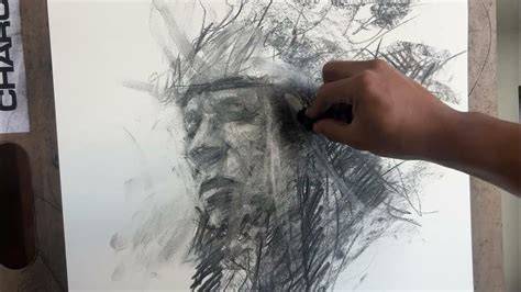 A5 willow charcoal Art, Humanoid sketch, Willow