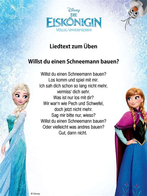 willst du einen schneemann bauen text