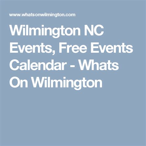 Wilmington Nc Calendar Of Events