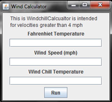 Wind Chill Calculator Java Code