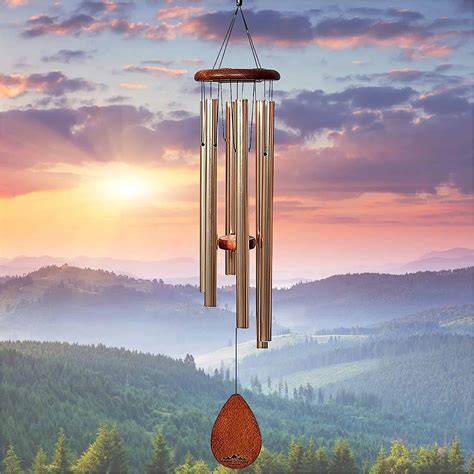 Wind chime against blue sky