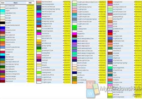 window color code