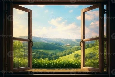Colorful Morning White Rustic Farmhouse Window View 32"x48"x1.25
