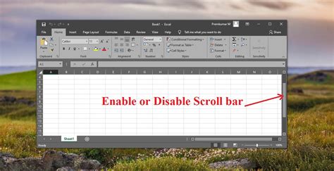 Windows 10 Excel Scroll Bar