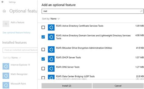 windows 10 rsat tools powershell install
