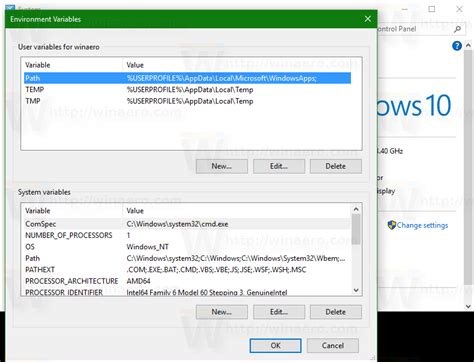 Windows 10 View Environment Variables