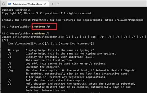 windows 11 command prompt restart command