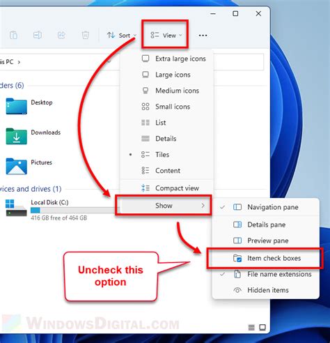 windows 11 explorer remove checkbox