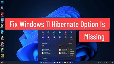 windows 11 hibernate option missing