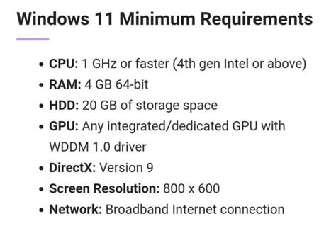 windows 11 minimum system requirements processor generation
