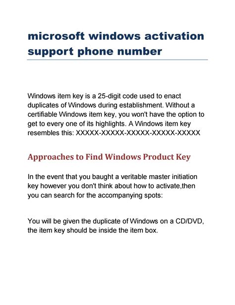 windows activation support phone number