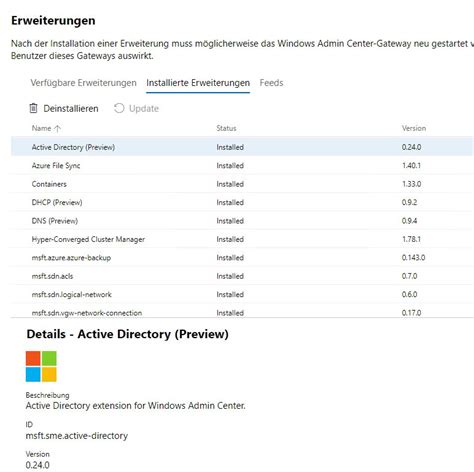 windows admin center erweiterungen