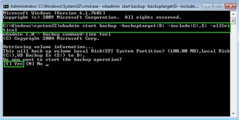 Windows Backup Command Line Examples