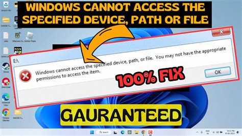 Windows Cannot Access The Specified Device Fix