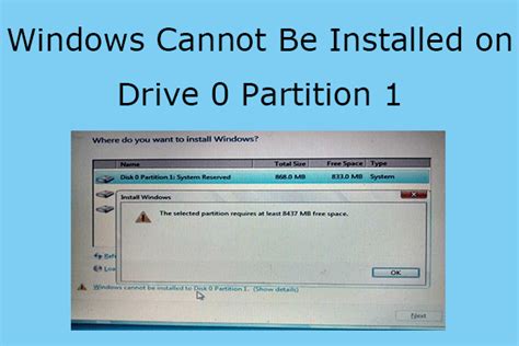 Windows Cannot Be Installed On Drive Zero Partition One