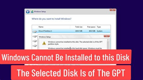 Windows Cannot Be Installed To This Disk. The Selected Disk Is Of The Gpt Partition Style