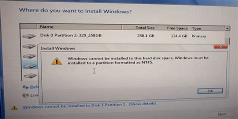 Windows Cannot Be Installed To This Hard Disk Space Ntfs