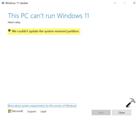 windows cannot update system reserved partition