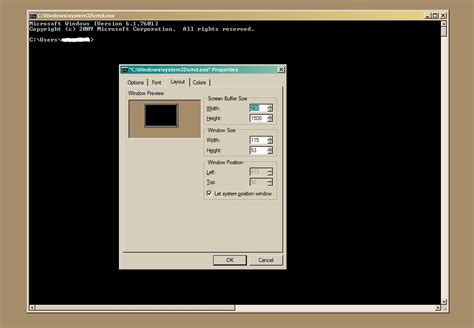 Windows Command Prompt Buffer Size