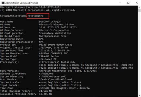 windows command to check system info