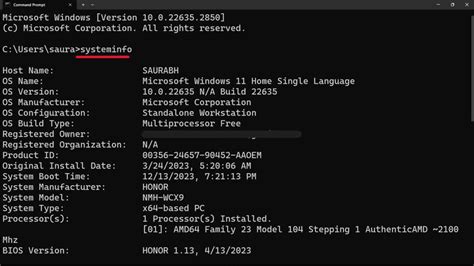windows command to check system specs