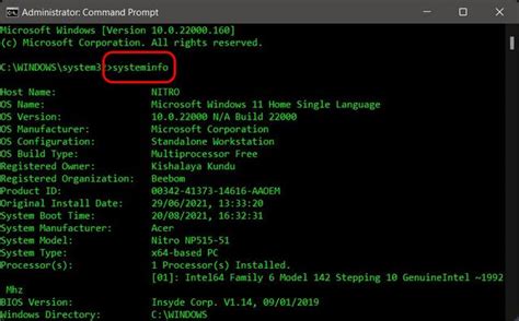 windows command to display hardware info
