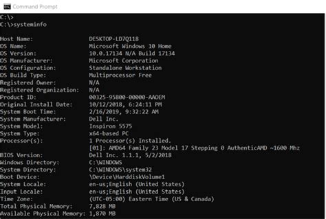 windows command to get system info