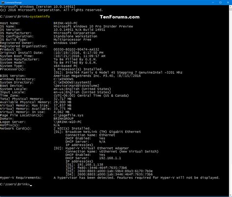 windows command to get system information
