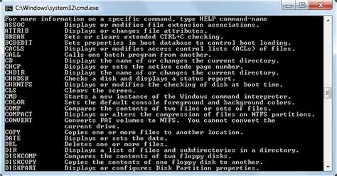 windows console commands list