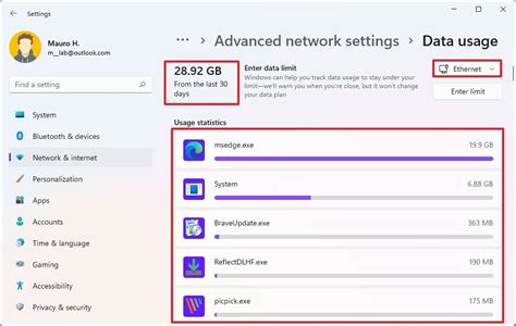 windows data usage history