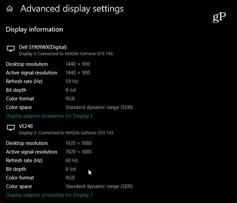 windows display specs