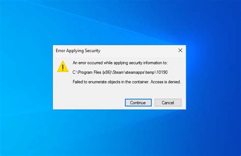 Windows Error Applying Security