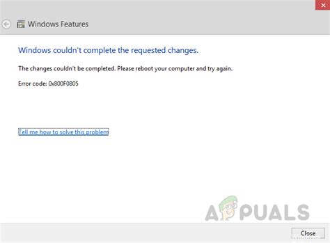 windows error code 0x800f0805 windows 10