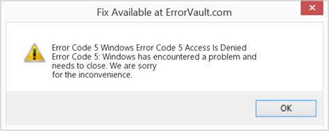 Windows Error Code 5