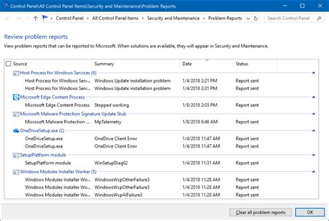 Windows Error Reports And Feedback Diagnostics