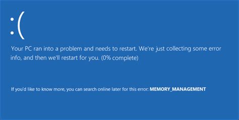 windows error stop code memory management