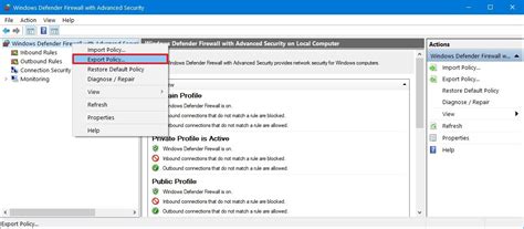 Windows Firewall Export Rules