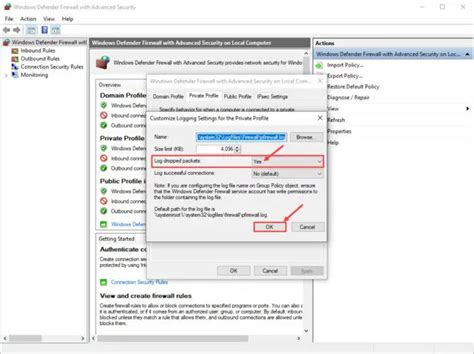 Windows Firewall Not Logging Dropped Packets