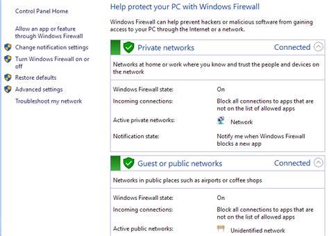 Windows Firewall Recommended Settings