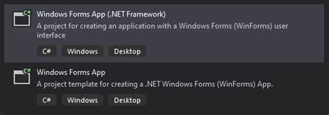 Windows Forms App Vs .Net Framework