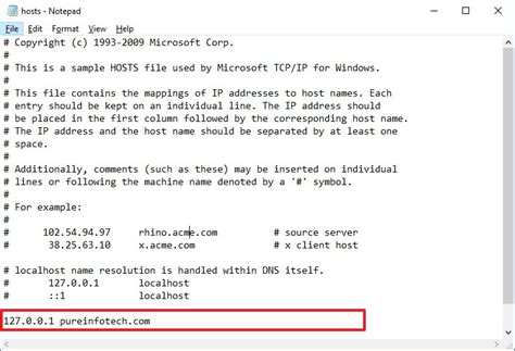 Windows Host File Entry Format