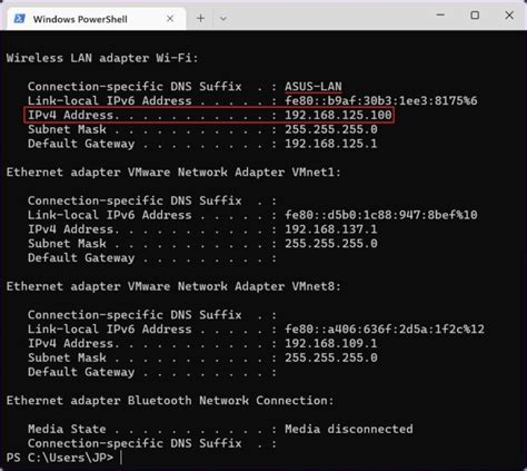 windows powershell get current ip address
